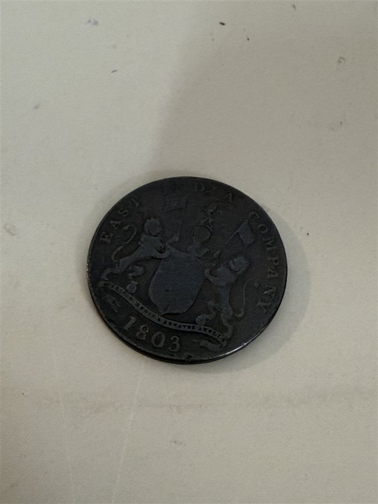 1803 Britse India Madras - 20 Cash Bronzen Munt, Ophalen of Verzenden, Zuid-Azië
