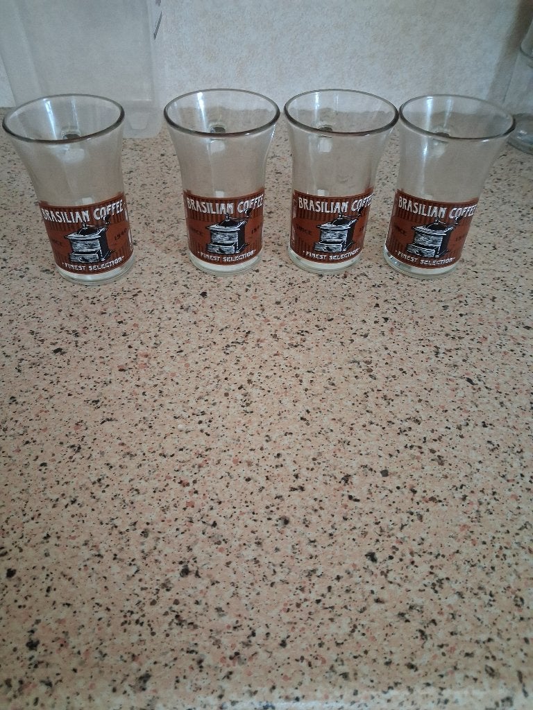4 koffie glazen, Ophalen, Glas of Glazen, Gebruikt, Overige merken