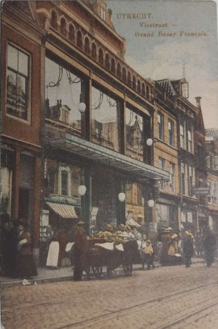 Utrecht: Viestraat, Grand Bazar Français (1912)  Tramrails, Ophalen of Verzenden, Voor 1920, Gelopen, Utrecht