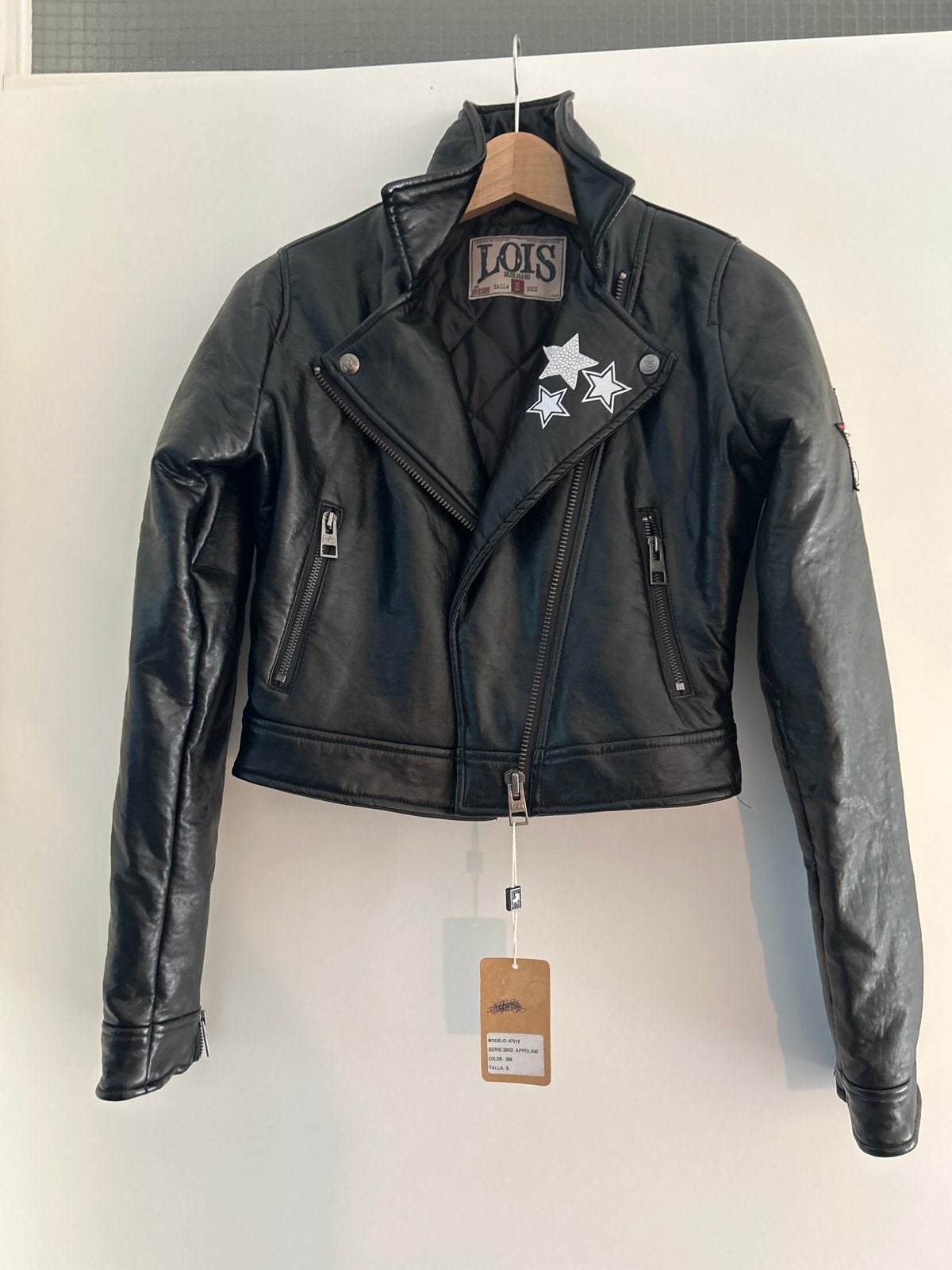 Lois Jeans leren bikerjack met studs - Maat S, Ophalen of Verzenden, Nieuw, Maat 36 (S), Zwart