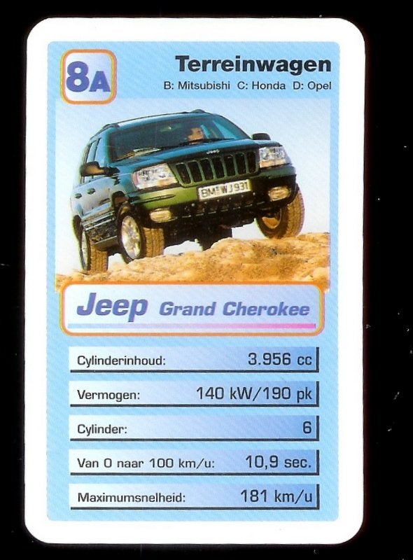 C48 verzamelkaartje 8a jeep grand cherokee, Ophalen of Verzenden, Zo goed als nieuw, Auto's