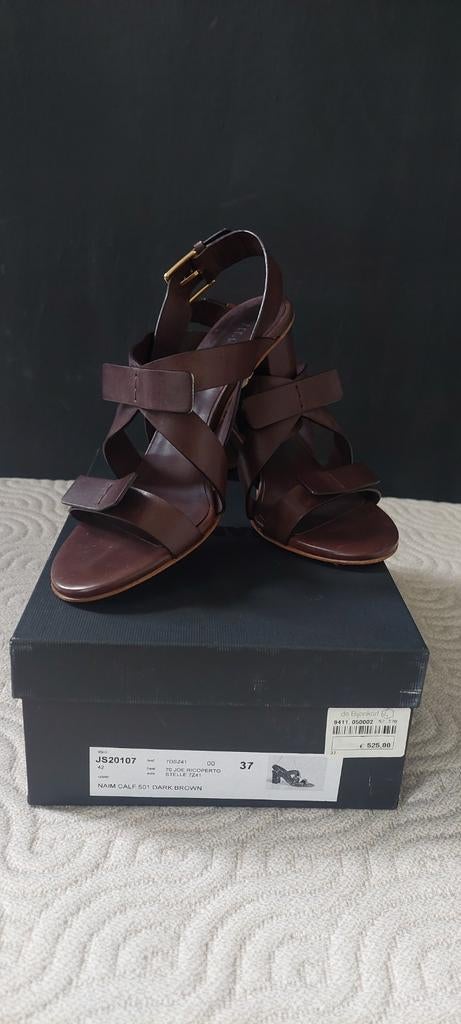 Jil Sander Naim Calf Sandalen - Donkerbruin, Maat 37, Bruin, Zo goed als nieuw, Jil Sander, Sandalen of Muiltjes