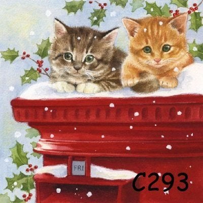 Servetten decoupage/bullet journal – katten brievenbus C293, Verzenden, Nieuw