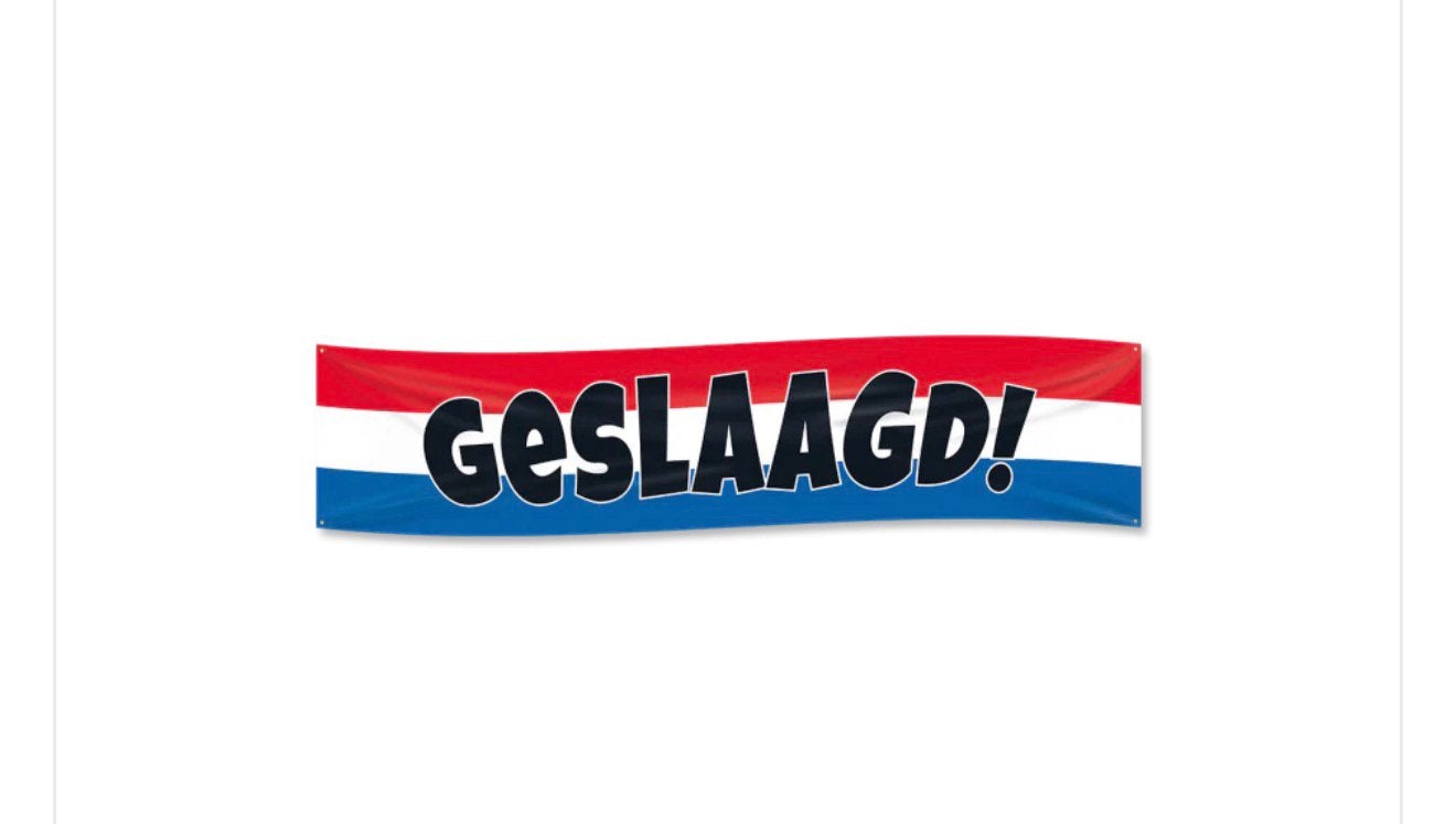 Banner Geslaagd + vlaggetjes, Ophalen