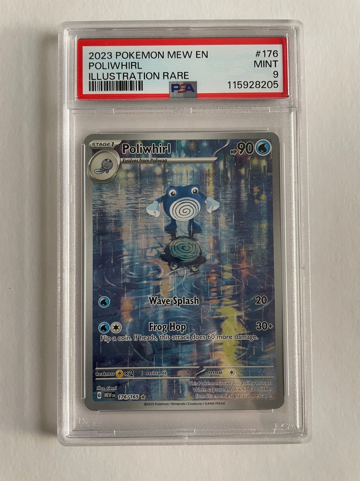 Poliwhirl 176/165 Illustration Rare PSA 9 Pokémon kaart, Ophalen of Verzenden, Zo goed als nieuw, Losse kaart, Foil