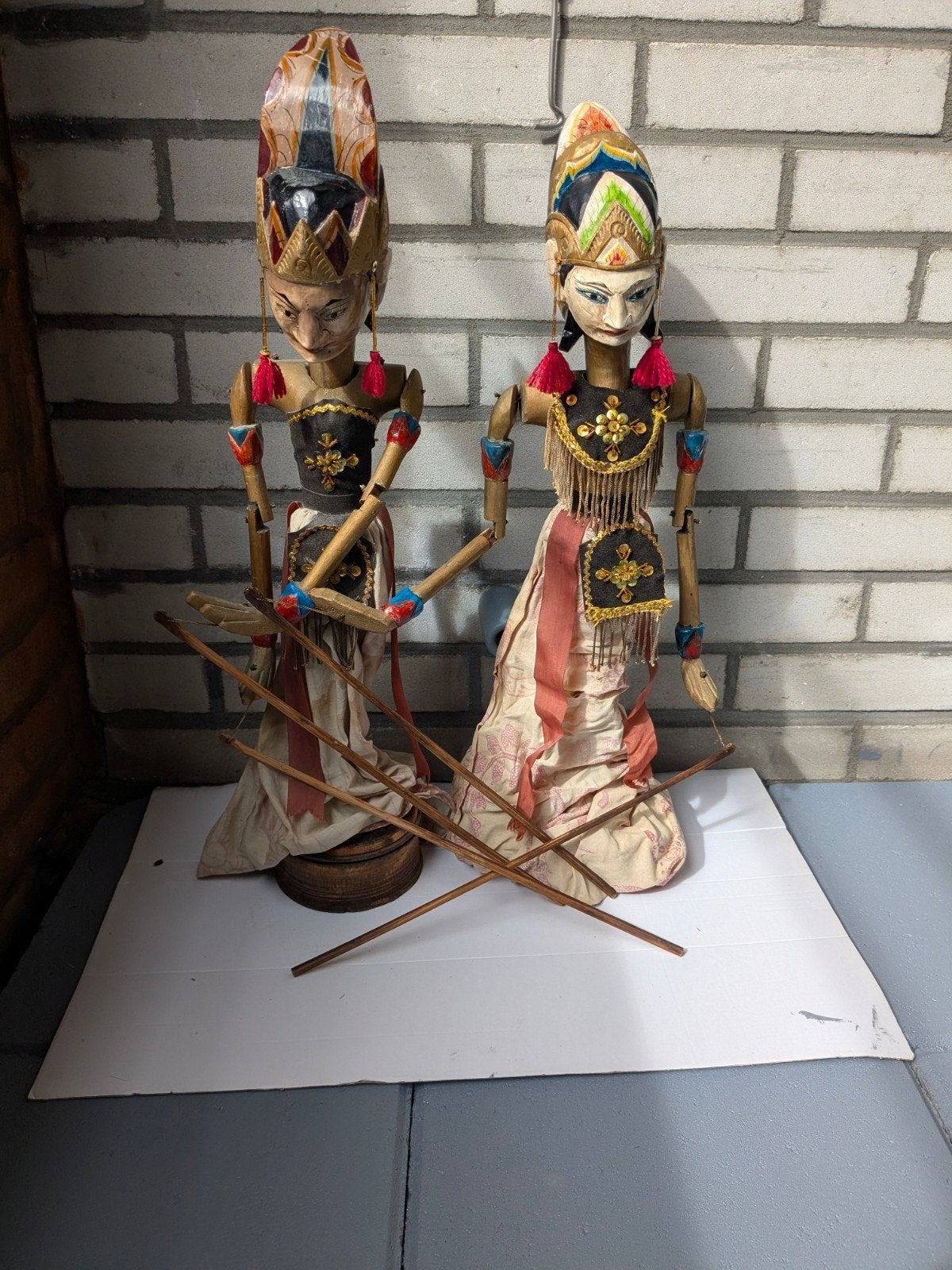 Traditionele Javaanse Wayang Golek stokpoppen, Ophalen of Verzenden, Gebruikt, Pop