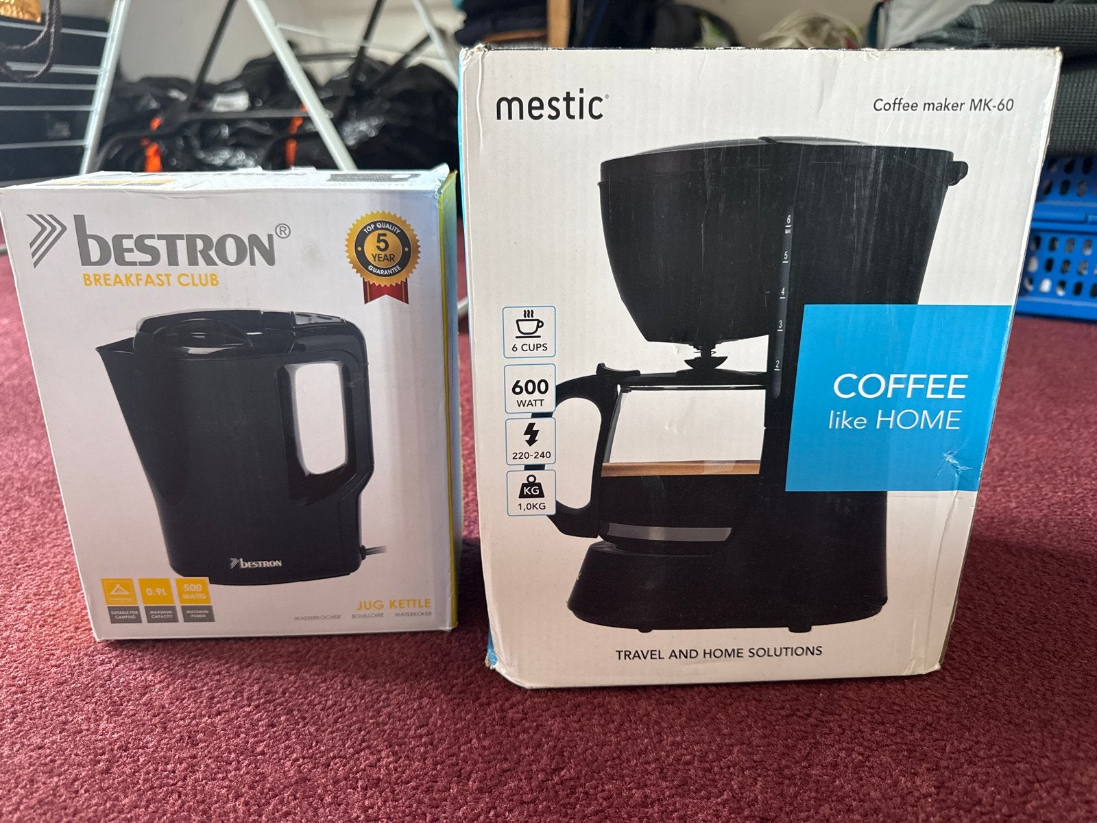 Camping waterkoker en koffiezetapparaat - Bestron & Mestic, 1 tot 2 liter, Ophalen of Verzenden, Zo goed als nieuw