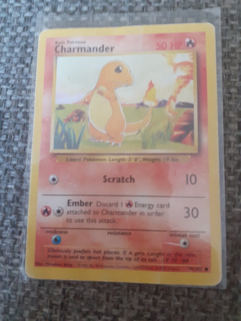 Charmander 46/102 Base Set, Hobby en Vrije tijd, Verzamelkaartspellen | Pokémon, Ophalen of Verzenden, Zo goed als nieuw, Losse kaart