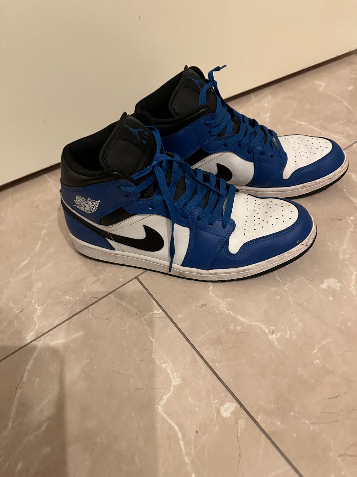 Nike air jordan maat 45,5 - Blauw/Wit/Zwart, Ophalen, Gedragen, Blauw, Sneakers of Gympen