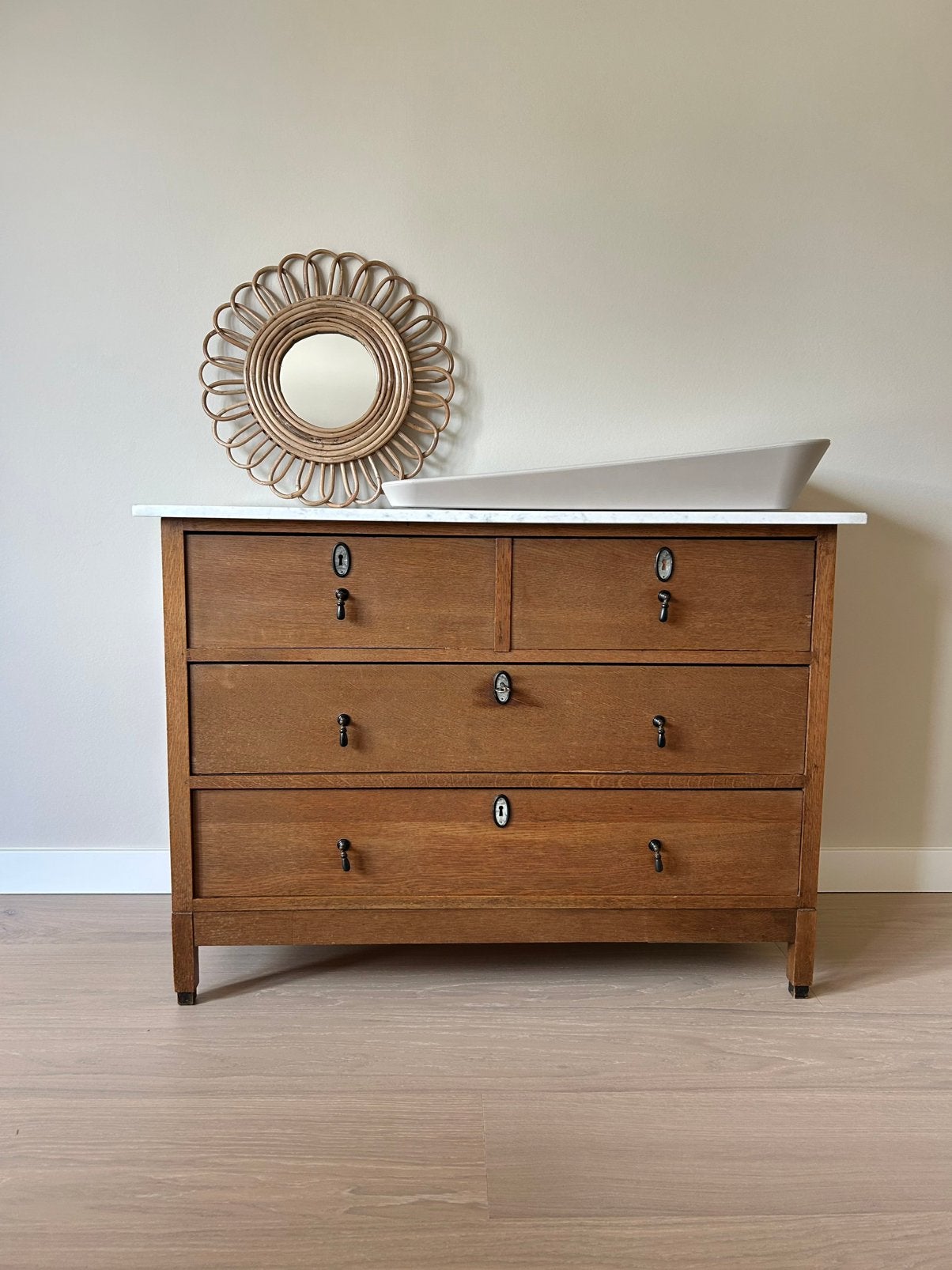 Commode hout met marmeren blad vintage dressoir kast, Kinderen en Baby's, Kinderkamer | Commodes en Kasten, Minder dan 50 cm, Commode