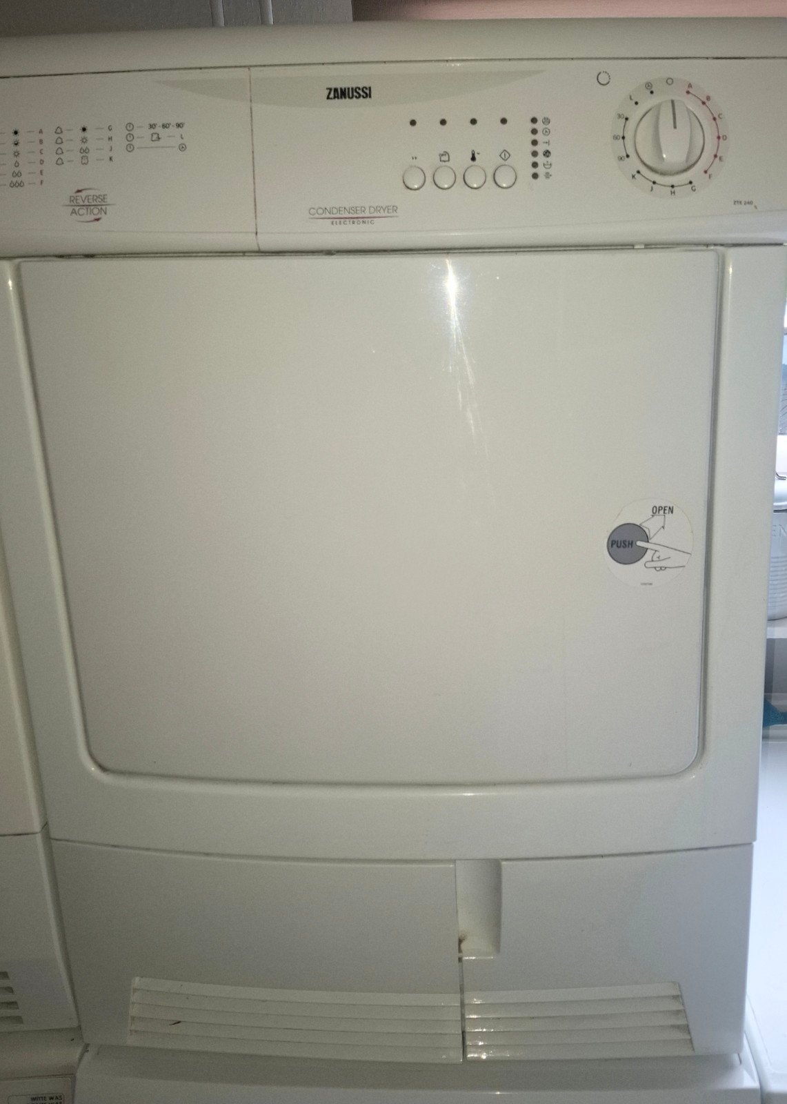 Zanussi 7 kg Condensdroger, Witgoed en Apparatuur, Wasdrogers, Gebruikt, Condens, Voorlader, 6 tot 8 kg, 85 tot 90 cm, Ophalen
