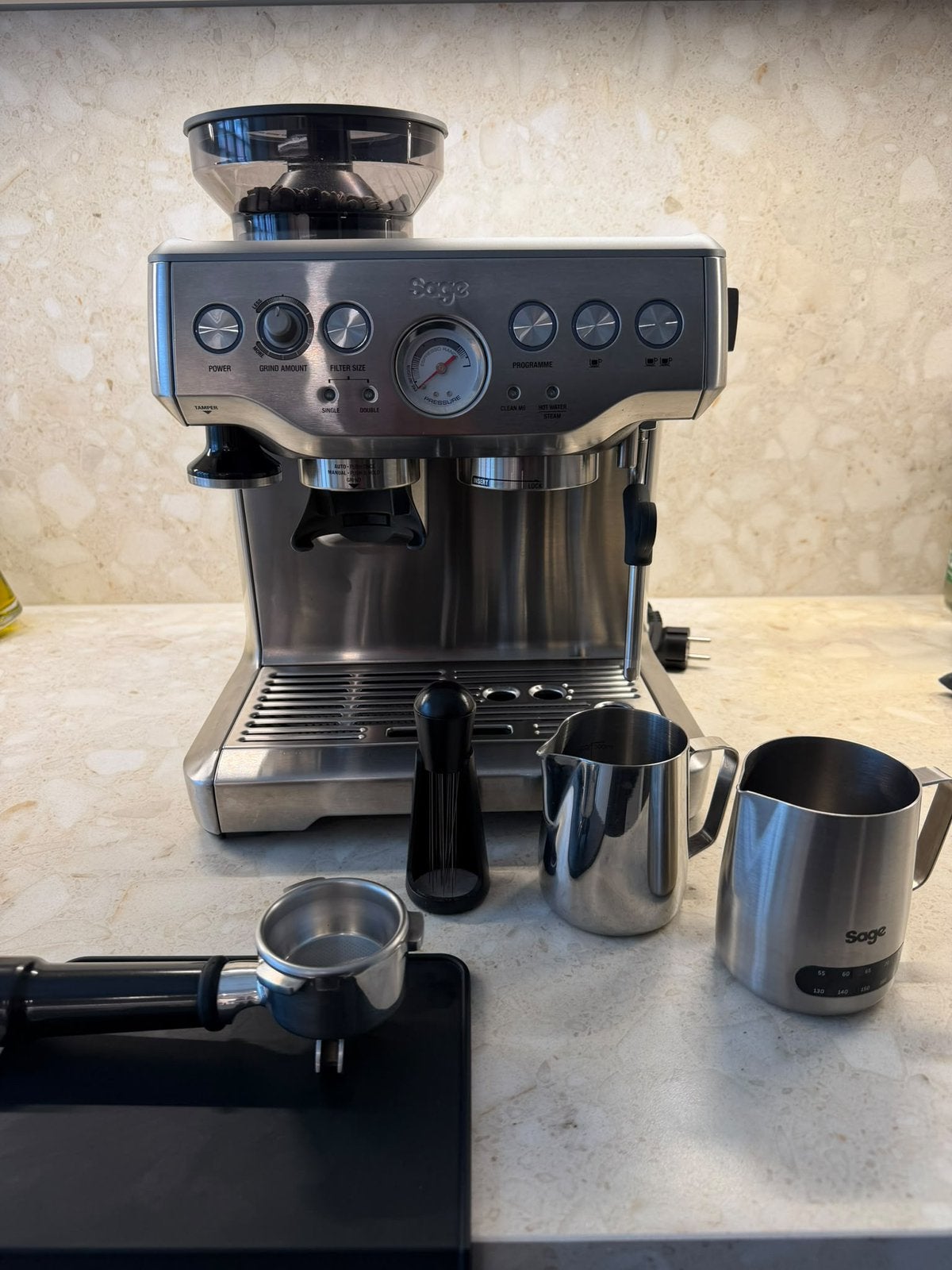 Sage Barista Express Espressomachine – zeer nette staat, Witgoed en Apparatuur, Ophalen, Afneembaar waterreservoir, Espresso apparaat