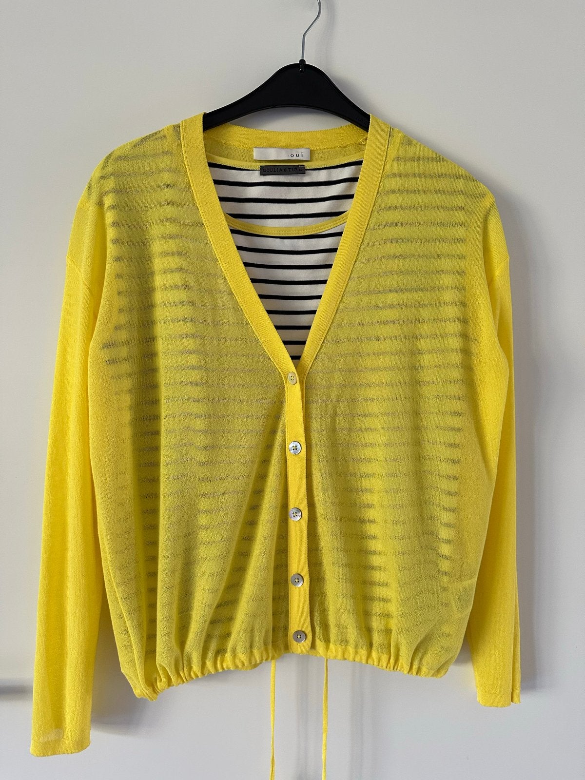 Giulia Top Maat 40 & Oui Vest Maat 40 - Geel, Wit & Zwart, Maat 38/40 (M), Meerkleurig, Ophalen of Verzenden, Lange mouw