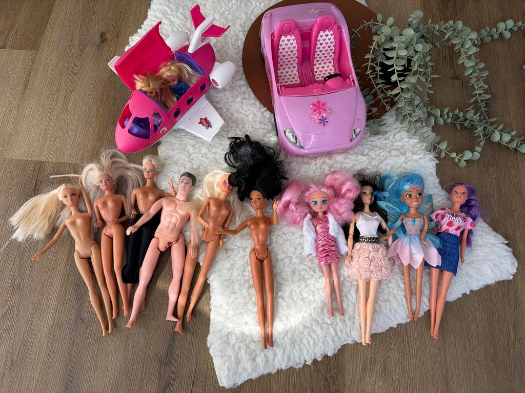 Groot Barbie pakket + auto & vliegtuig | zingende pop, Ophalen of Verzenden, Gebruikt, Barbie