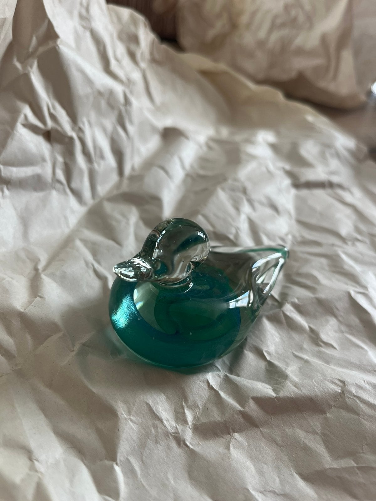 Glazen vogel decoratie, blauw/groen - 8x4cm, Ophalen of Verzenden