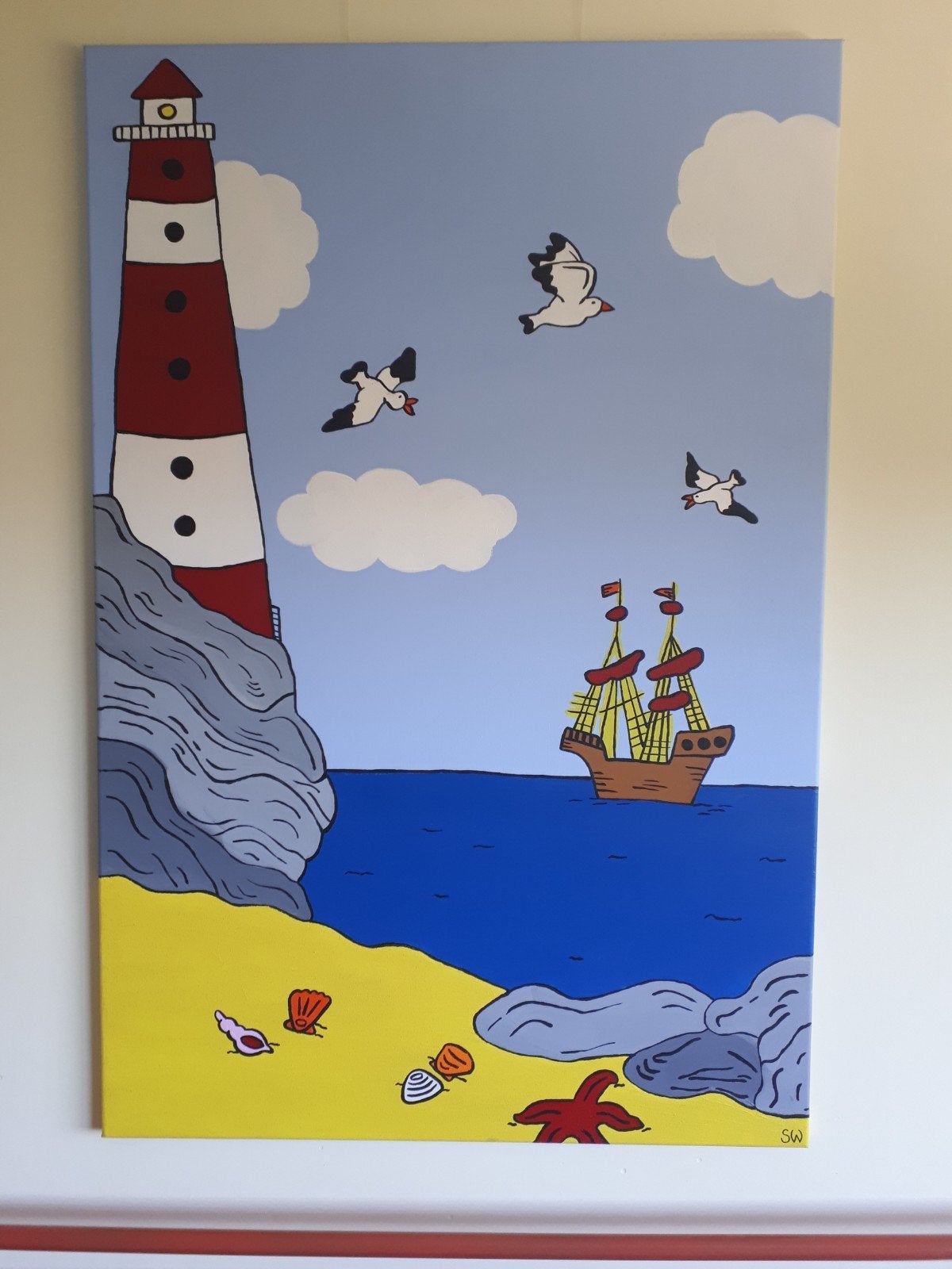 vrolijk schilderij kinderkamer, Ophalen, Wanddecoratie