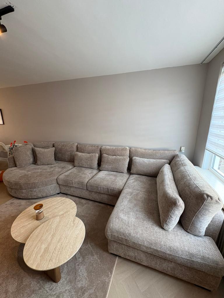 Moderne nieuwe hoekbank met ronde lounge, Ophalen of Verzenden, Zo goed als nieuw