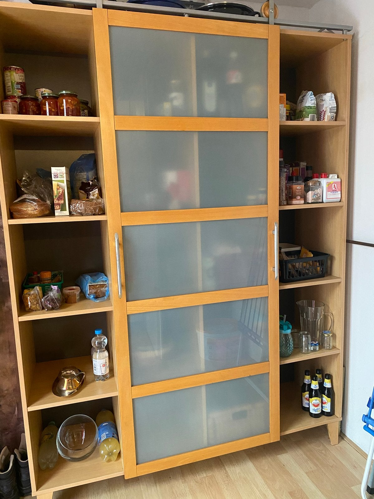 Houten kast met schuifdeuren en planken, Ophalen, Gebruikt
