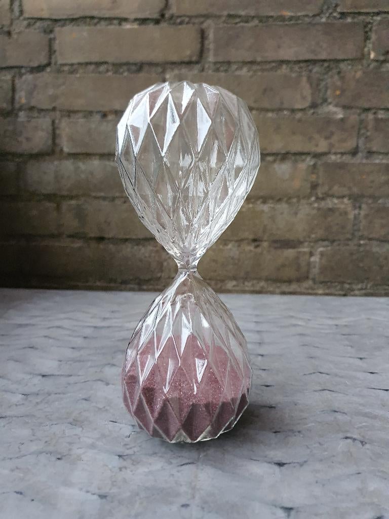 Decoratieve glazen zandloper met diamant patroon, Ophalen of Verzenden
