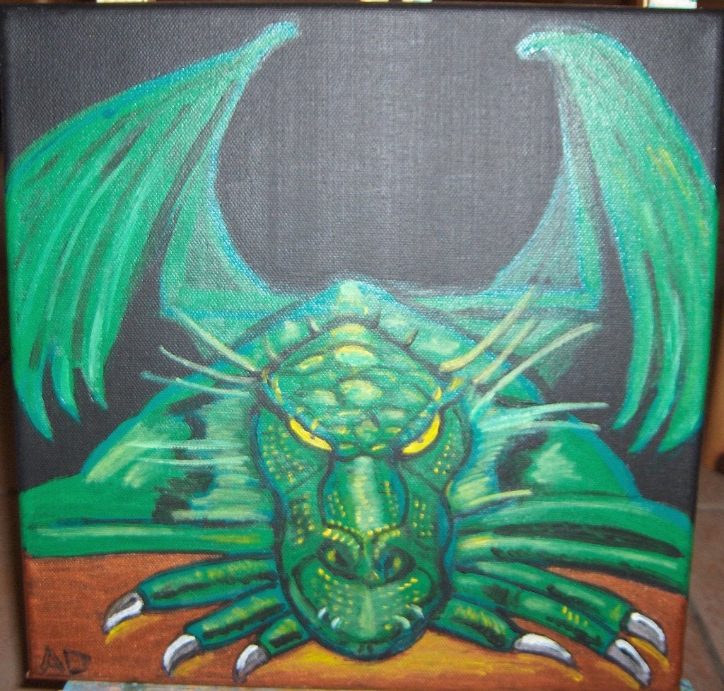Draak 2, Antiek en Kunst, Acrylverf, Ophalen of Verzenden, Textiel, Overig onderwerp