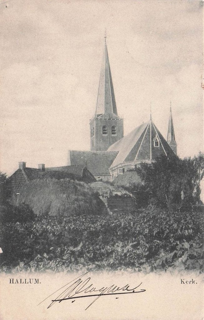 703-120-007 Hallum Kerk, Verzamelen, Ansichtkaarten | Nederland, Verzenden, Voor 1920, Friesland