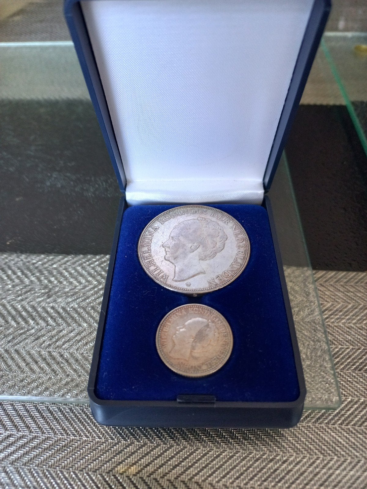 Set van 2 zilveren munten Koningin Wilhelmina, Setje, Zilver, Koningin Wilhelmina, Overige waardes