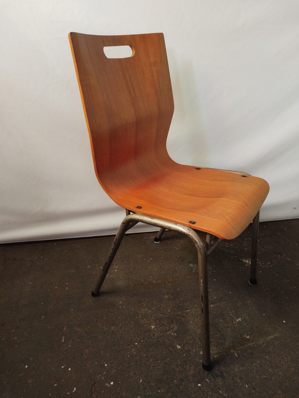 Mid Century buisframe en plywood stoel, Ophalen, Gebruikt, Bruin, Onbekend
