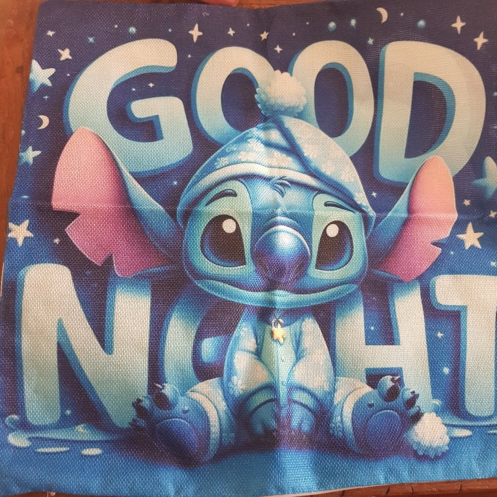 Stitch 'Good Night' Sierkussen 45x45 cm, Overige merken, Blauw, Met print, Vierkant