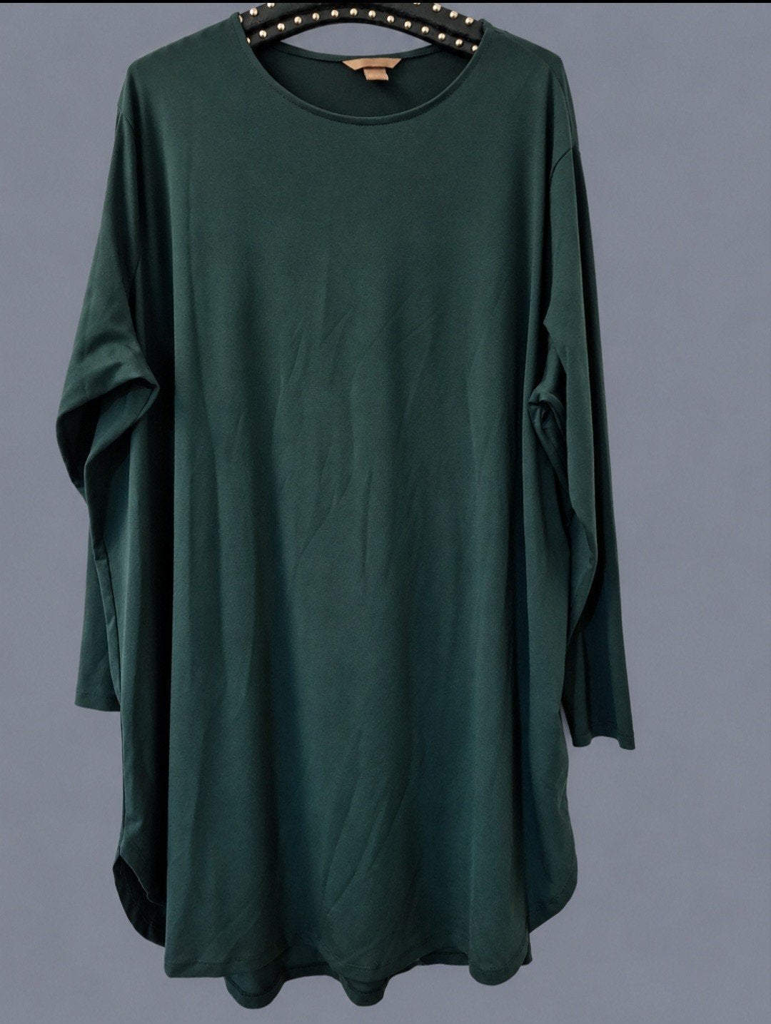 H&M Donkergroene tuniek met lange mouwen - 2XL, H&M, Zo goed als nieuw, Groen, Shirt of Top