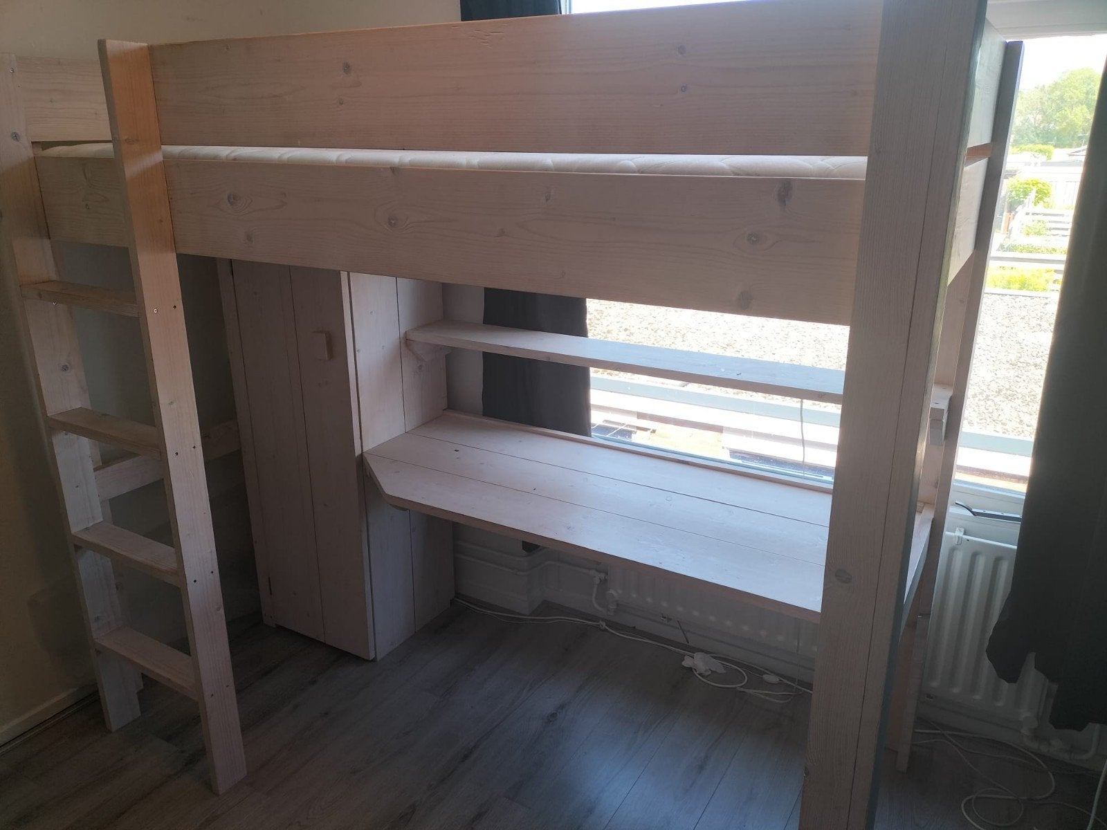 Hoogslaper met bureau en kast, Ophalen, Gebruikt, Eenpersoons, 90 cm