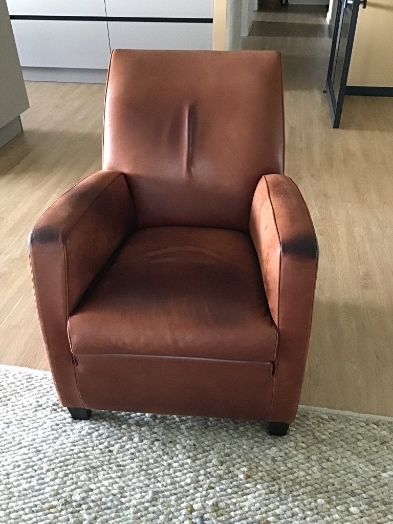 Bench leren fauteuils 2x, Ophalen, Gebruikt, 50 tot 75 cm, Leer