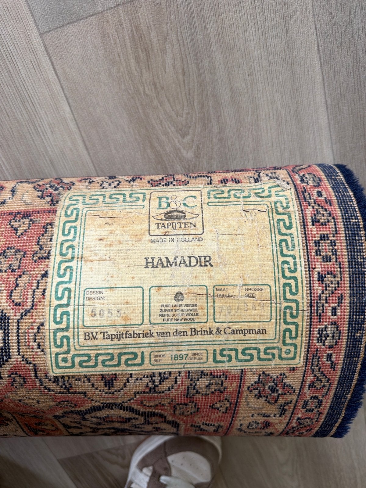 Prachtig Hamadir tapijt - moet gereinigd worden, Ophalen, Gebruikt, Blauw, 150 tot 200 cm