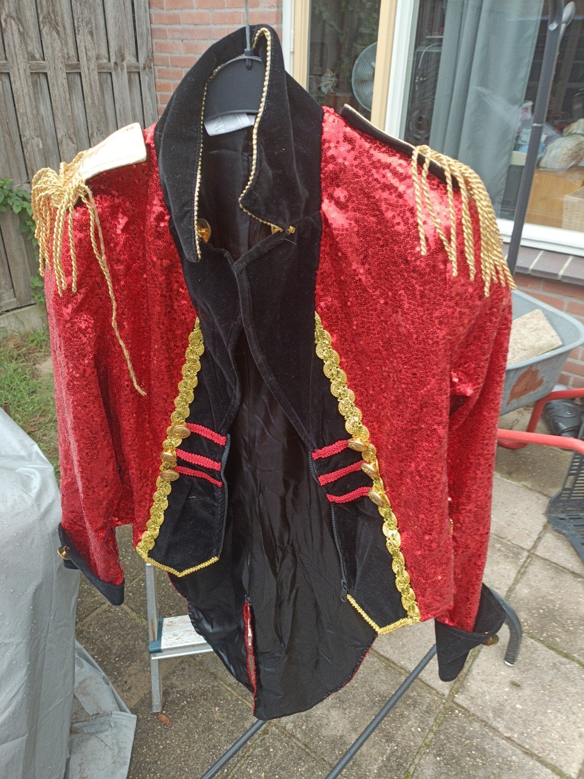 Rood pailletten circusdirecteur jasje - Maat L, Kleding | Dames, Verzenden