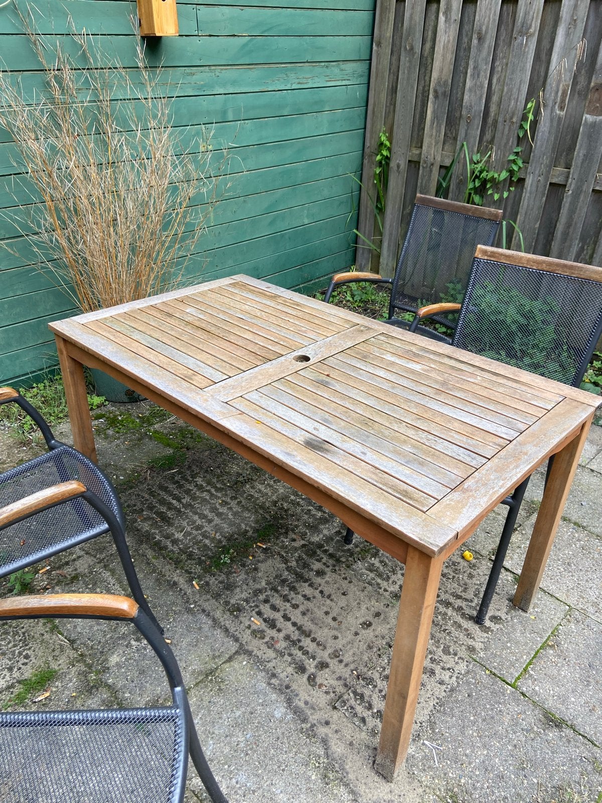 Houten tuintafel 80x140 cm, Ophalen of Verzenden, Gebruikt, Rechthoekig, Hout