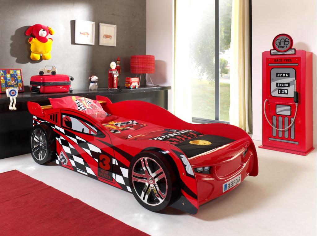 Autobed Night Speeder - 90x200 - Rood, Kinderen en Baby's, Kinderkamer | Bedden, Niet ingevuld, Niet ingevuld, Niet ingevuld