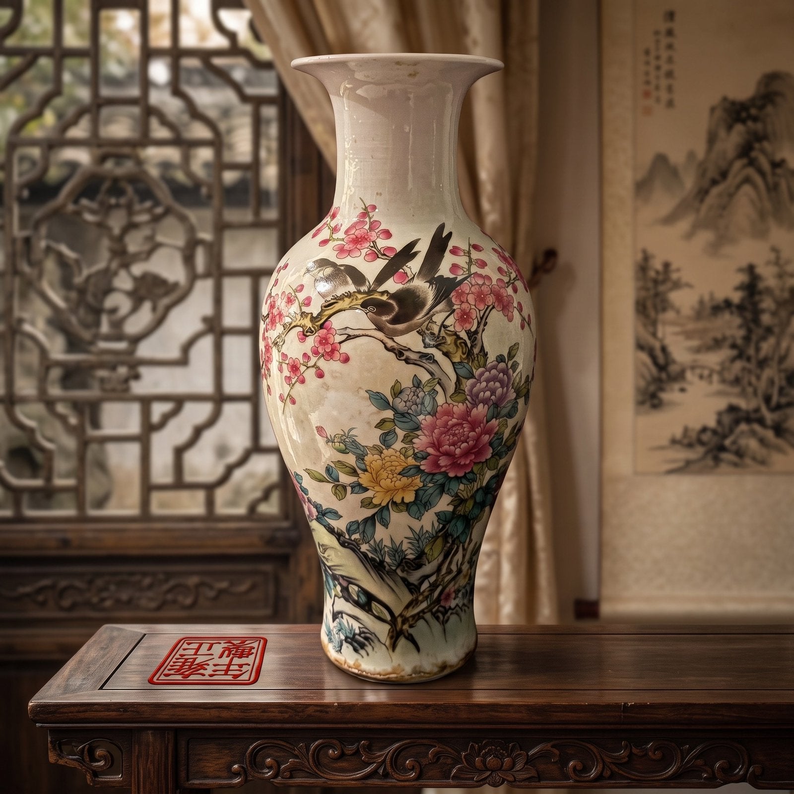 Schitterende jaren 50 chinese vaas, Ophalen of Verzenden