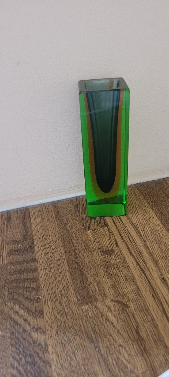 Flavio Poli Murano Sommorso Groen Glazen Vaasje, Ophalen of Verzenden