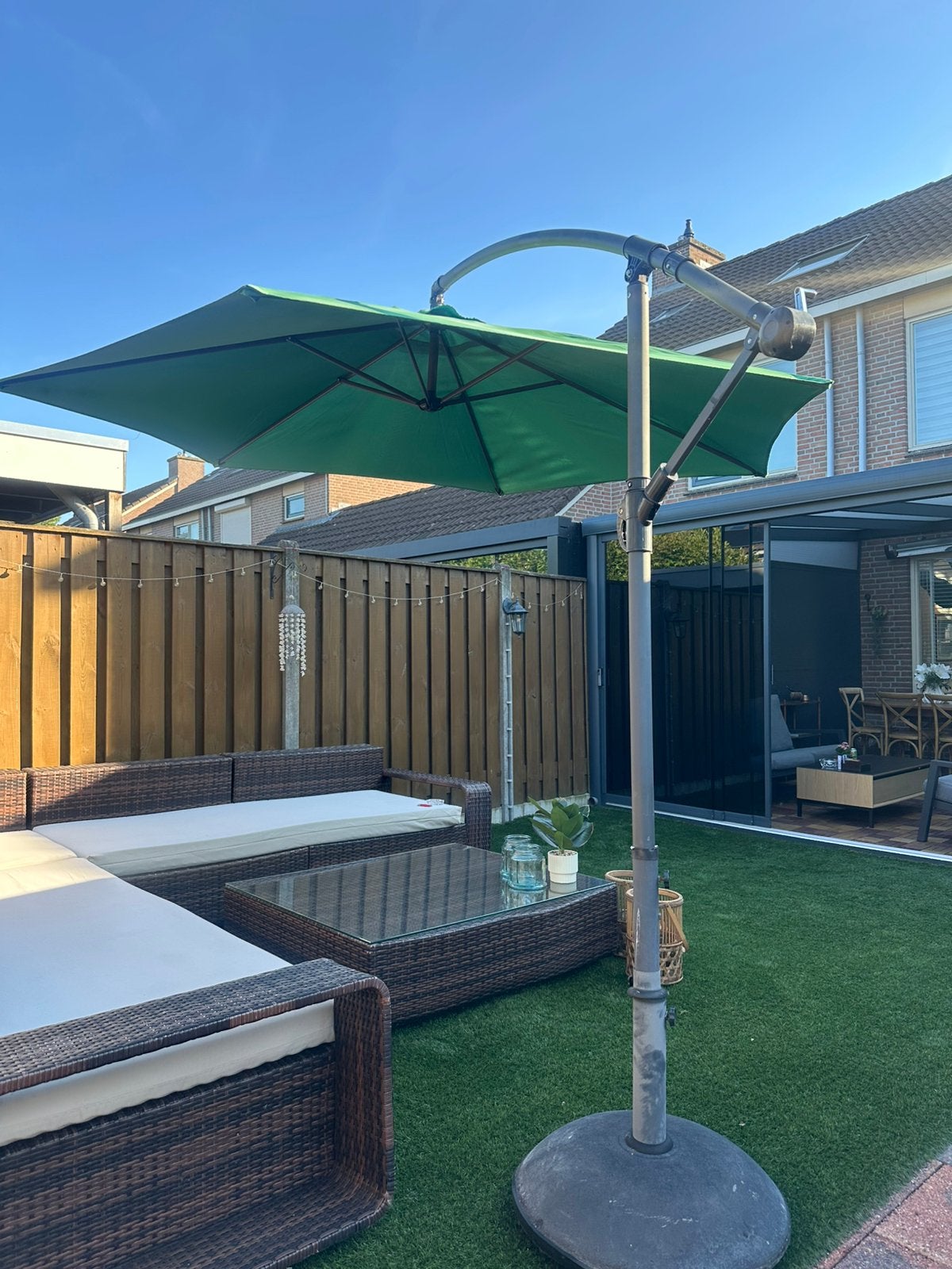 Groen parasol, Tuin en Terras, Ophalen, Zo goed als nieuw