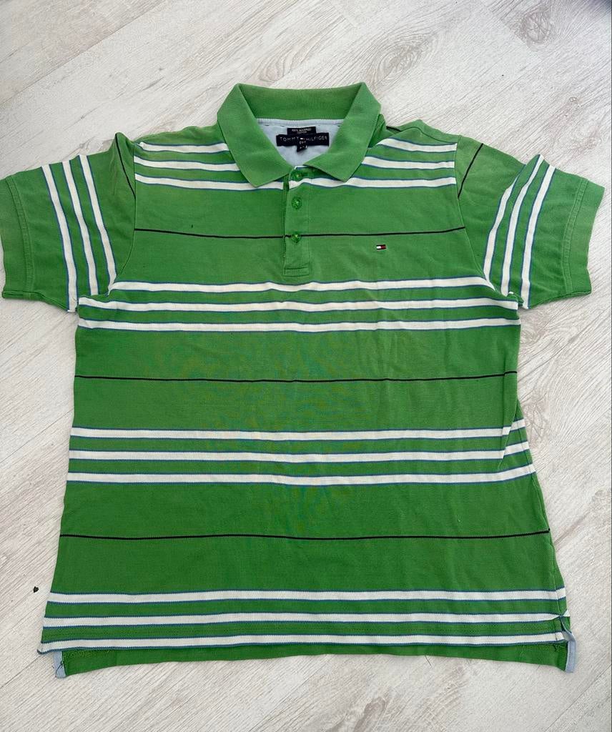 Tommy Hilfiger polo groen gestreept, Ophalen of Verzenden, Gedragen, Maat 48/50 (M), Groen