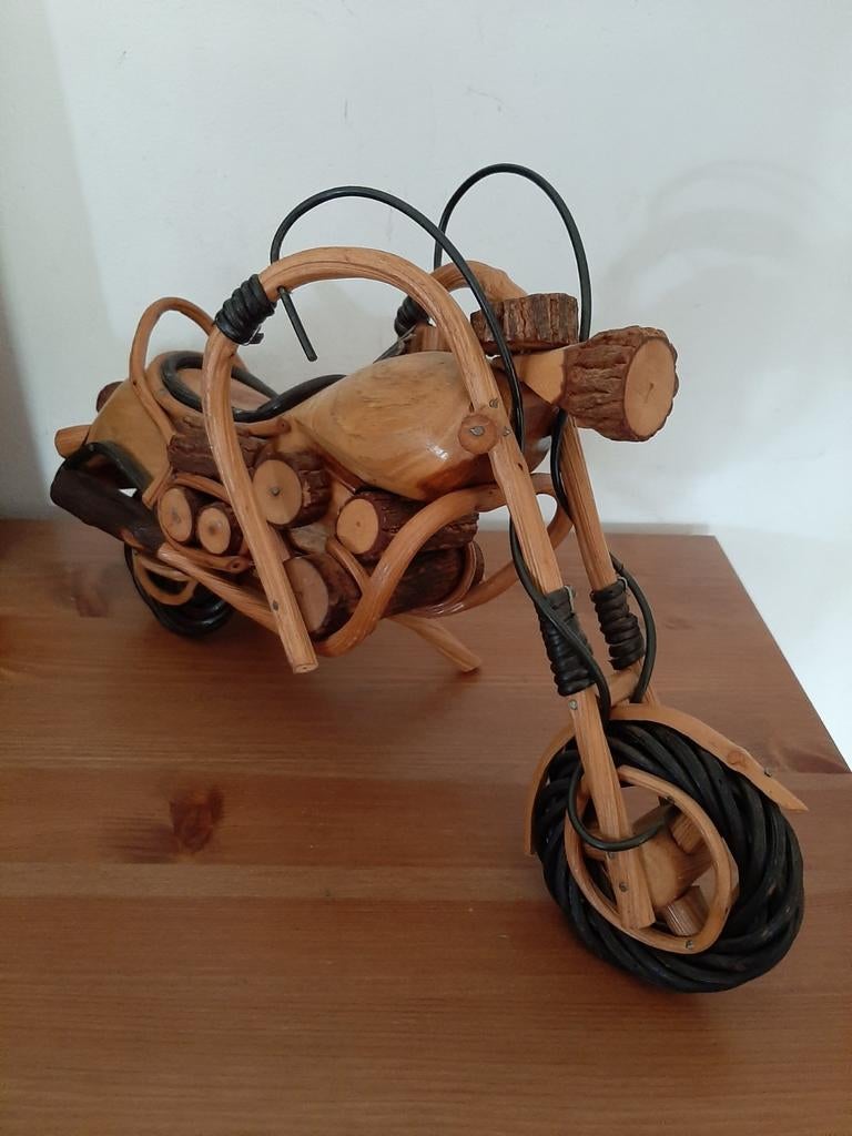 Harley davidson houten motor motorfiets, Antiek en Kunst, Antiek | Speelgoed, Ophalen of Verzenden