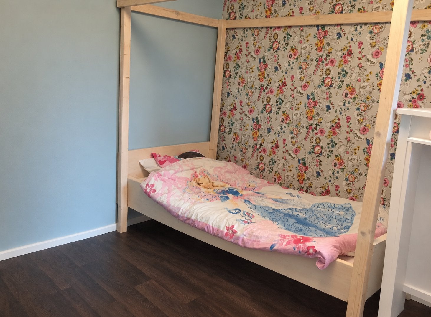 Eenpersoons hemelbed 90x200 met lattenbodem, Huis en Inrichting, Ophalen, Gebruikt, 90 cm, 200 cm