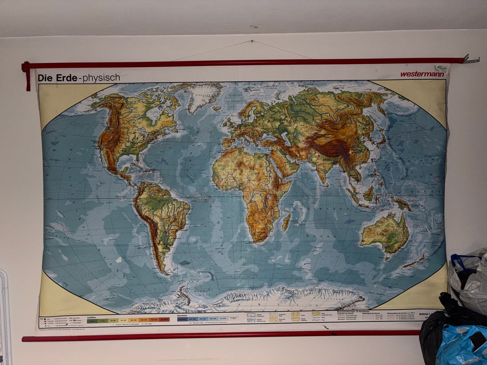 Grote Westermann Wereldkaart - Fysiek (1.40 x 2.20 m), Ophalen, Aardrijkskunde