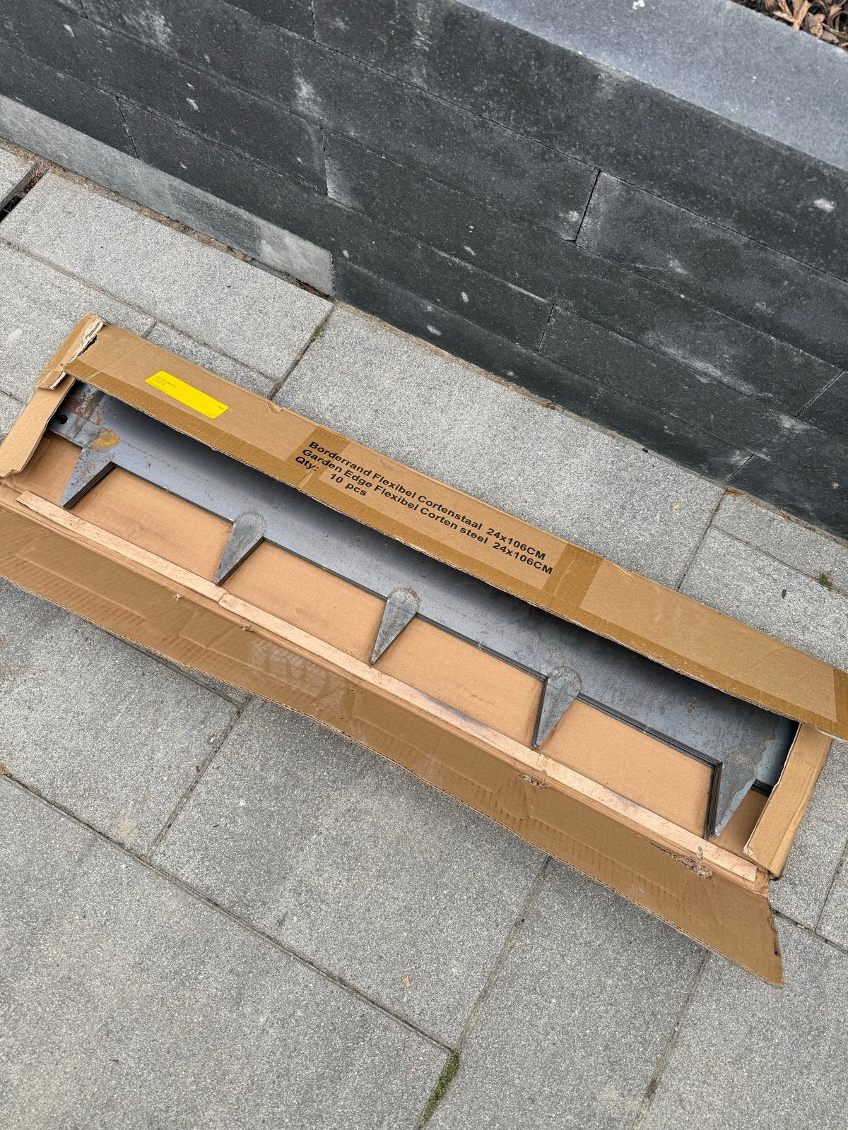 Cortenstaal borderrand 24x106 cm, Ophalen, Overige materialen, 100 tot 200 cm, Nieuw