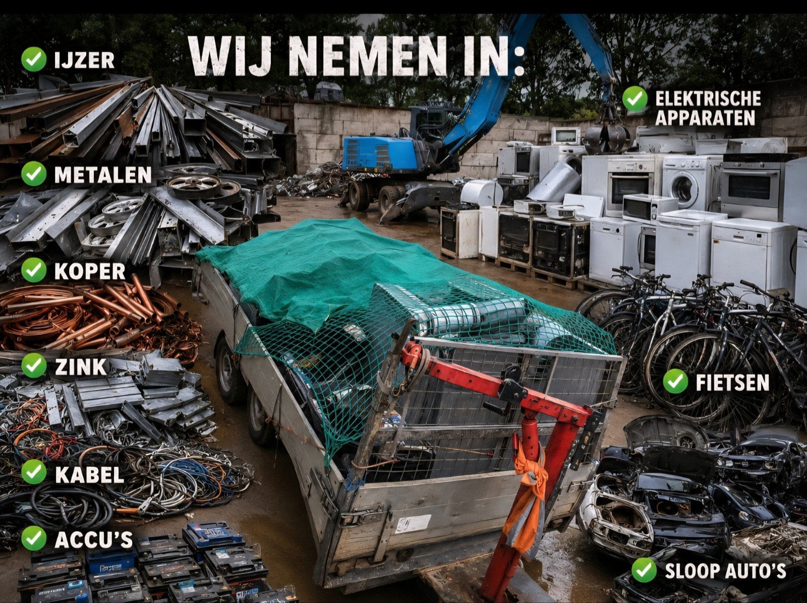 Gevraagd: Oud ijzer, metalen, elektrische apparaten en meer, Ophalen of Verzenden