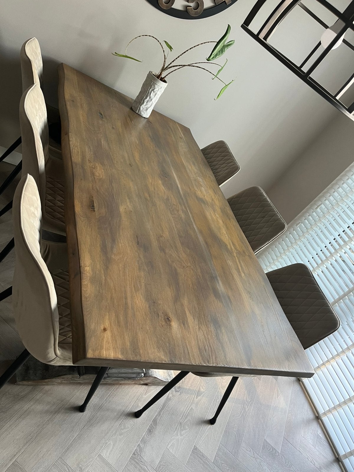 Kloostertafel met boomstamblad, Ophalen, 50 tot 100 cm, Vijf personen of meer, 150 tot 200 cm