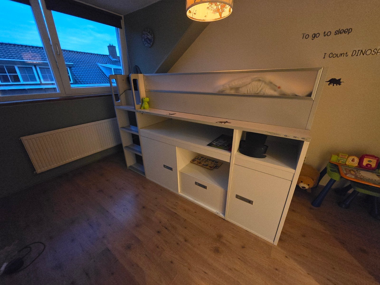 Hoogslaper met bureau en opbergruimte, Ophalen, 85 tot 100 cm, Gebruikt, Hoogslaper of Stapelbed