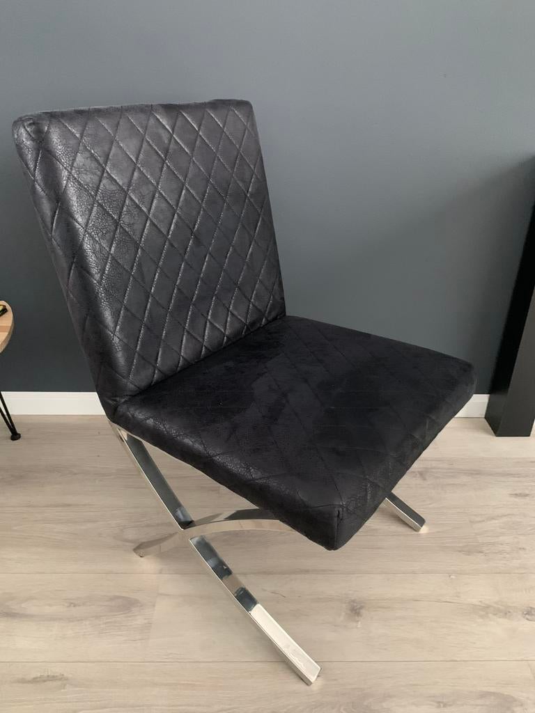 Eetkamerstoelen zwart Rofra Home, Huis en Inrichting, Stoelen, Ophalen, Zo goed als nieuw, Zwart, Stof