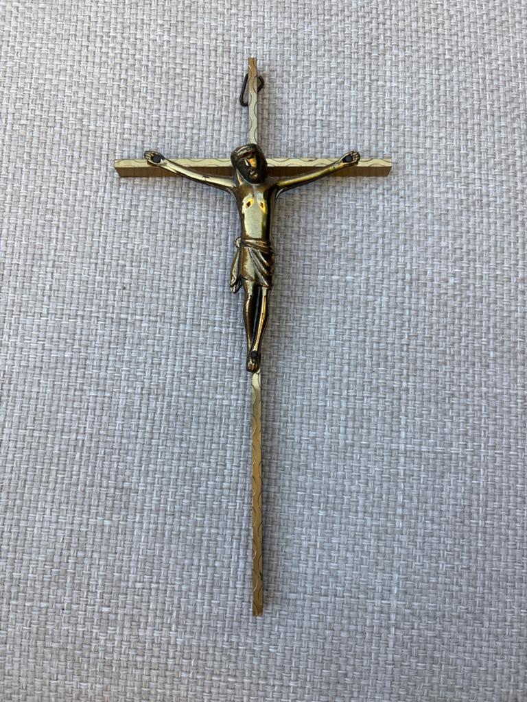 Koperkleurig Kruisbeeld met Jezusfiguur - 20cm Hoog, Ophalen of Verzenden