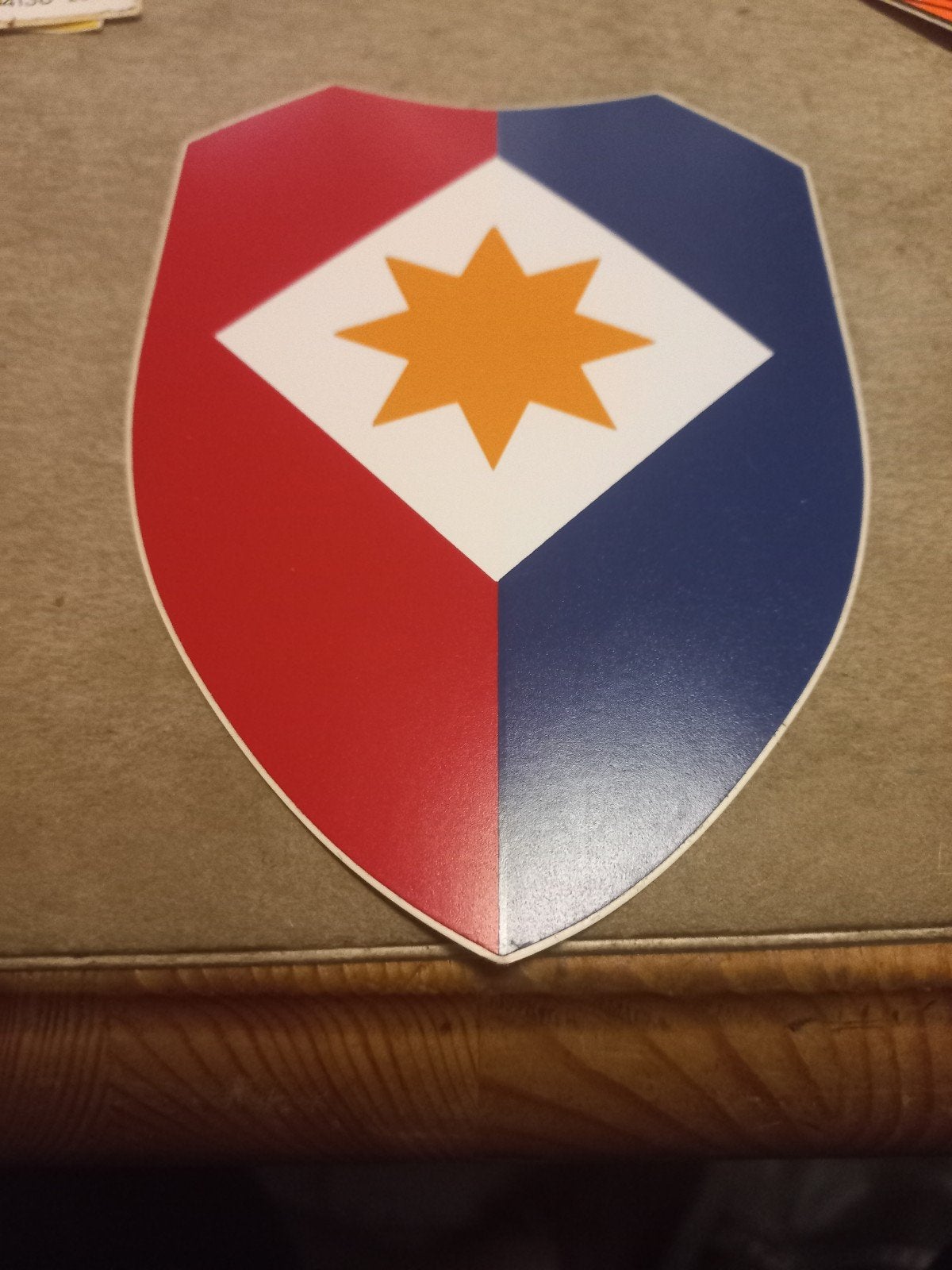 Embleem 8-puntige ster rood-blauw schild, Ophalen of Verzenden