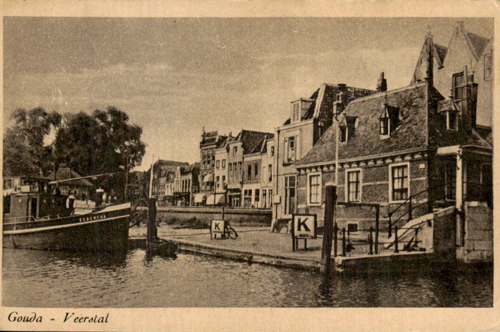 Gouda - Veerstal - Kade, Ophalen of Verzenden, Voor 1920, Gelopen, Zuid-Holland